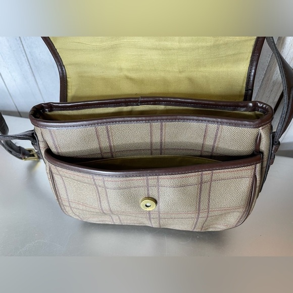 Vintage Liz Claiborne Striped Coated Canvas Boho Brown Crossbody Shoulder Bag - Picture 5 of 9